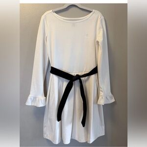 Polo by Ralph Lauren Girls Cream White Dress with Black Velvet Tie Lightweight